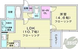ヘリテージ北42 1LDKの間取図画像