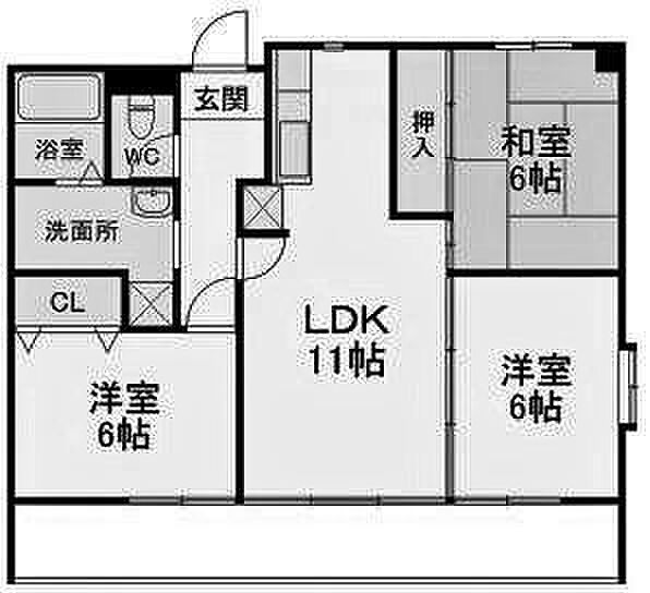 コンプリーションV 205｜大阪府茨木市桑田町(賃貸マンション3LDK・2階・65.73㎡)の写真 その2