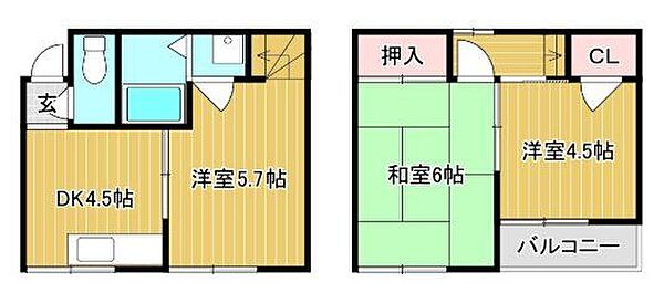 丸吉マンション 201｜大阪府茨木市五十鈴町(賃貸マンション3DK・2階・46.00㎡)の写真 その2