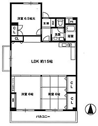 南茨木駅前ハイタウンＫ棟 11階2LDKの間取り