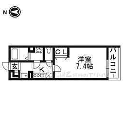 リブリ・茨木春日2 1Kの間取図画像