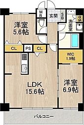 グランルクレ新大阪 2LDKの間取図画像