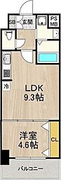 グランルクレ新大阪 1LDKの間取図画像