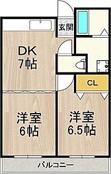 JMRレジデンス新大阪 2DKの間取図画像