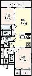 ヴェルデ豊里 2LDKの間取図画像