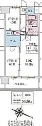スプランディッド梅田グランノース 2LDKの間取図画像