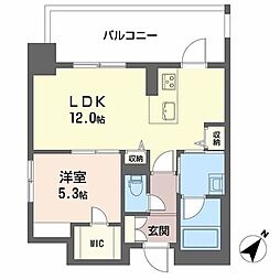 リビエナ グラン 新梅田 1LDKの間取図画像