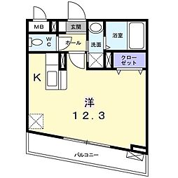 レインボーローズ 1Kの間取図画像