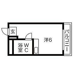 メゾン豊津1 1Kの間取図画像