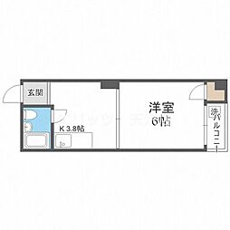 南森町ロイヤルハイツ ワンルームの間取図画像