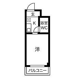 ICHIEI上新庄 1Kの間取図画像