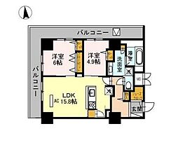 グランセジュール江坂パーカー江坂ビル 2LDKの間取図画像