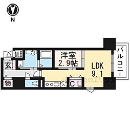 クラッシィ高槻 ワンルームの間取図画像