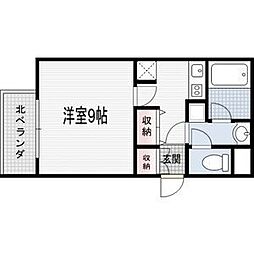アスール江坂 1Kの間取図画像