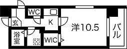 TMKEsaka 1Kの間取図画像