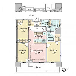 HARUMI FLAG SEA VILLAGEA棟 3LDKの間取図画像