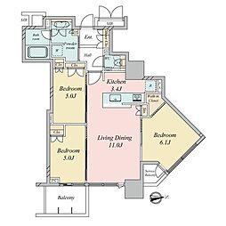 ベイサイドタワー晴海 3LDKの間取図画像