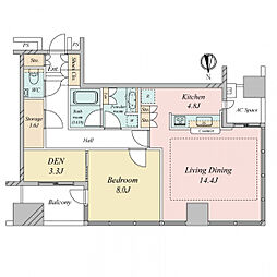 東京タイムズタワー 1SLDKの間取図画像