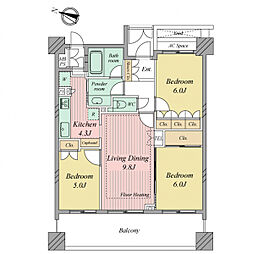 レクセルマンション亀有 3LDKの間取図画像