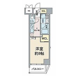 名古屋市営名城線 瑞穂運動場東駅 徒歩7分の賃貸マンション 9階1Kの間取り