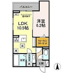 名古屋市営名城線 新瑞橋駅 徒歩10分の賃貸アパート 1階1LDKの間取り