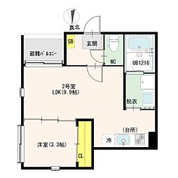 musubi 3階1LDKの間取り