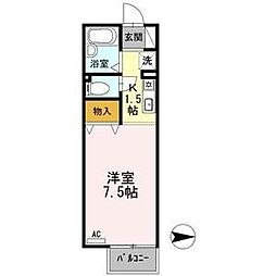 セジュール池端パークA 1Kの間取図画像