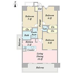 ProceedARATAMABASHI 3LDKの間取図画像