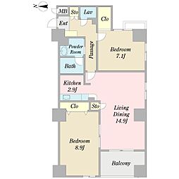ProceedARATAMABASHI 2LDKの間取図画像
