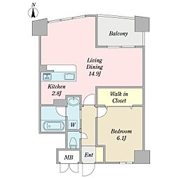 ProceedARATAMABASHI 1LDKの間取図画像