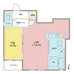 VILLA桜山 1LDKの間取図画像