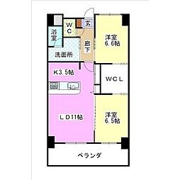 ヒルパレスイカイ 2LDKの間取図画像