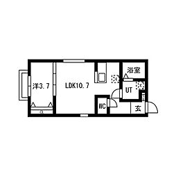 緑と風のクーレ 1LDKの間取図画像