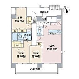 Casa Via 3LDKの間取図画像