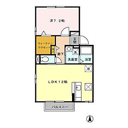 ウィルガーデンB 1LDKの間取図画像