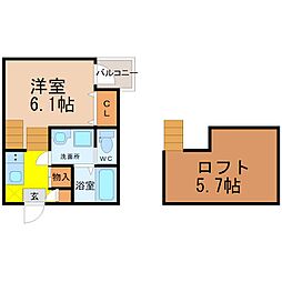ハーモニーテラスサクラテラス堀田 1SKの間取図画像