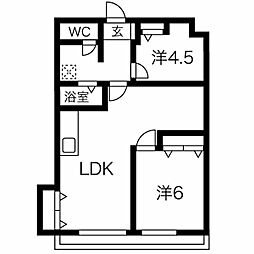 Ksquaresouth 2LDKの間取図画像