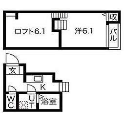 ルナフォルツァ神宮西 1SKの間取図画像