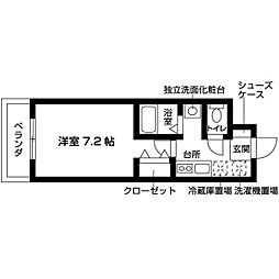 ル・レーヴ向山2 1Kの間取図画像