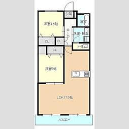 グランドハイツ浦里 2LDKの間取図画像