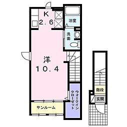 アミアイレ神の倉 1Kの間取図画像