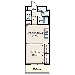 センチュリーパーク新川1番館 1DKの間取図画像