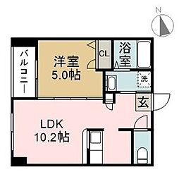 K・ドミール 1LDKの間取図画像