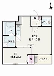 Jack hakusuiI 1LDKの間取図画像