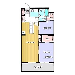 レジデンスグリシナ 2LDKの間取図画像