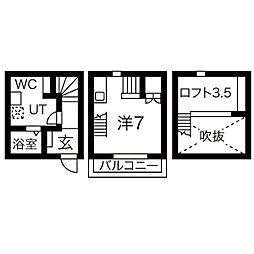 Rino-che豊田本町 1SKの間取図画像
