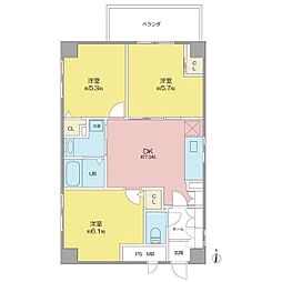 ガーディアン白金 3DKの間取図画像