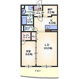 ロゼック2南大高 1SLDKの間取図画像