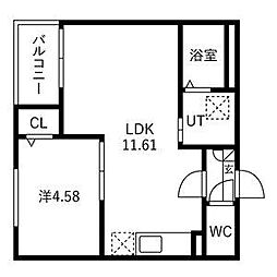Jack sambanI 1LDKの間取図画像