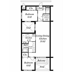 NTKresidence 2LDKの間取図画像